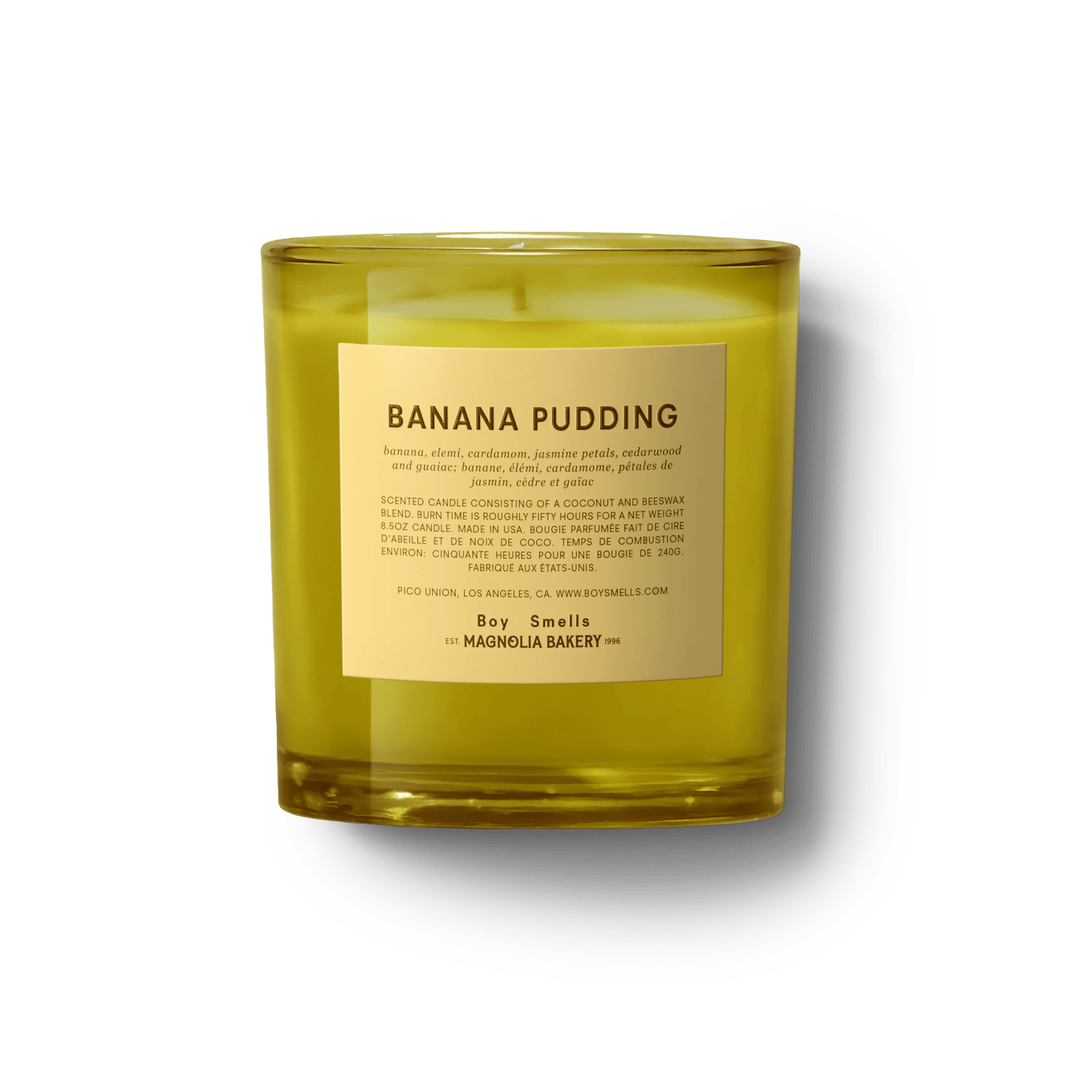boy smells Banana Pudding Candle