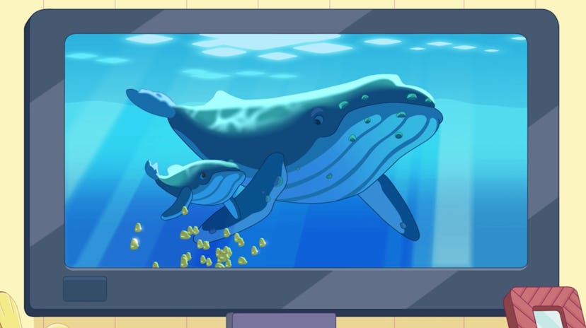 A scene from the Bluey episode "Whale Watching"