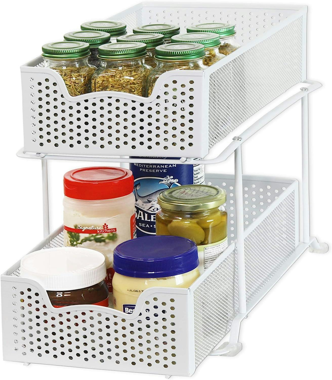 Skywin Drawer Storage 2 Tier Sliding Cabinet Pull Out Organizer