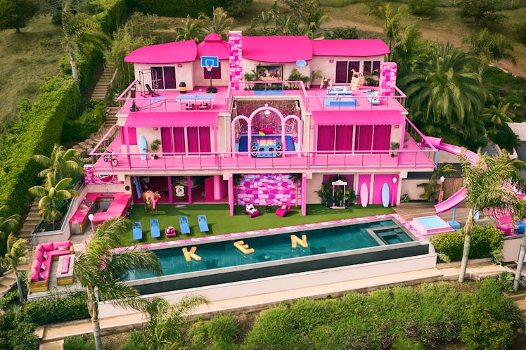 The Malibu Barbie DreamHouse, previously on Airbnb, hosted by Ken is bright pink and available for b...