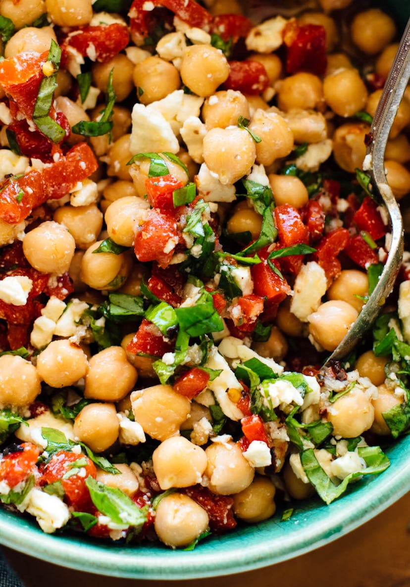 marinated chickpeas are a no-cook dinner staple. 