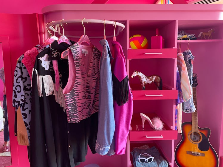 The Barbie Malibu DreamHouse, previously on Airbnb, has costumes from the movie in the closet. 