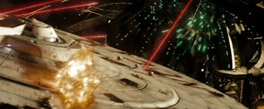 The USS Kelvin under attack in Star Trek (2009)