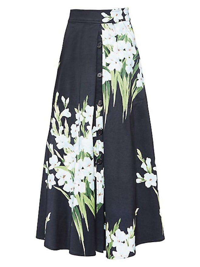 Carolina Herrera Icon Floral A-Line Midi-Skirt