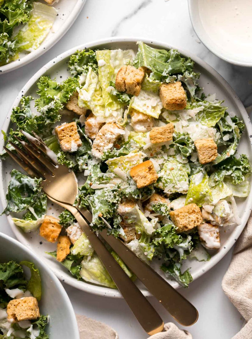 a kale Caesar is a great no-cook recipe.