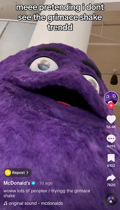 McDonald's responded to the Grimace Birthday Shake trend on TikTok with a video of Grimace. 