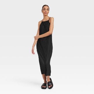 Women&rsquo;s Sleeveless Midi Plisse Bodycon Dress