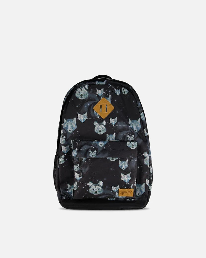 Kids Backpack Black Astral Wolf Print