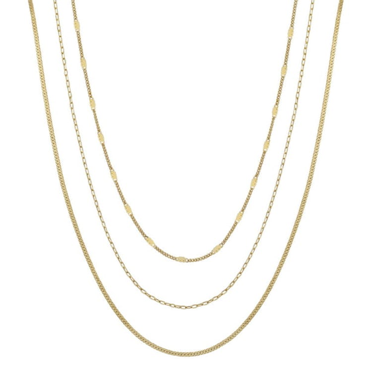 Women's 14Kt Gold Flash Plated Multi-Length Chain Set