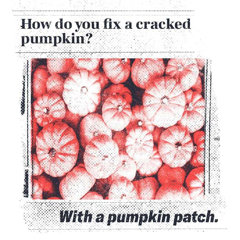 c8ec7650 52ea 4615 894e 65b4c67b4cc6 insert pumpkin Corny Jokes: How do you fix a cracked pumpkin?