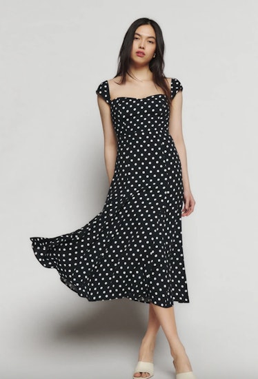 reformation bryson dress black and white 