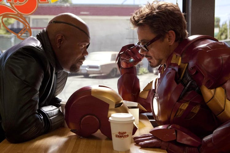 Samuel L. Jackson and Robert Downey Jr. in Iron Man 2