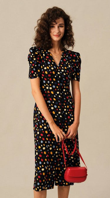 Polka dot online button dress