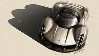  Porsche Mission X electric hypercar concept drawing