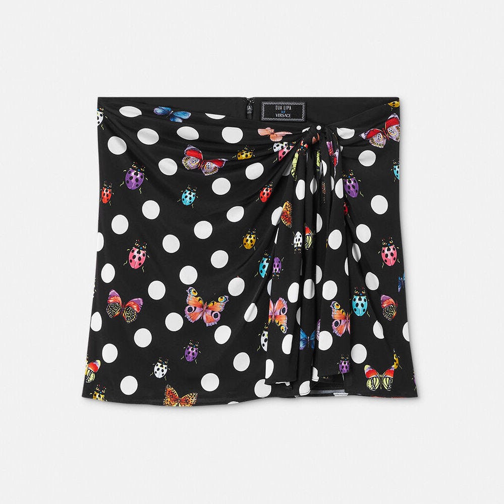 Dua Lipa x Versace Butterflies Knotted Mini Skirt