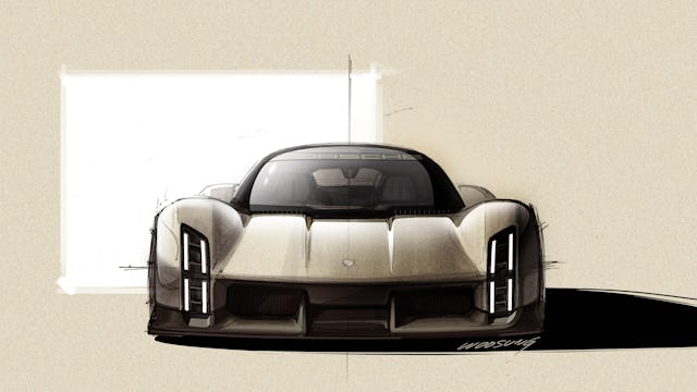 Porsche Mission X electric hypercar concept drawing