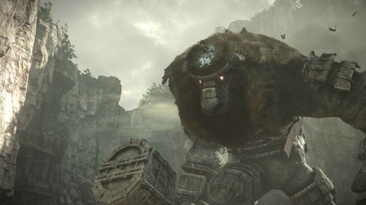 Shadow of the Colossus Wanderer taking down a Colossus