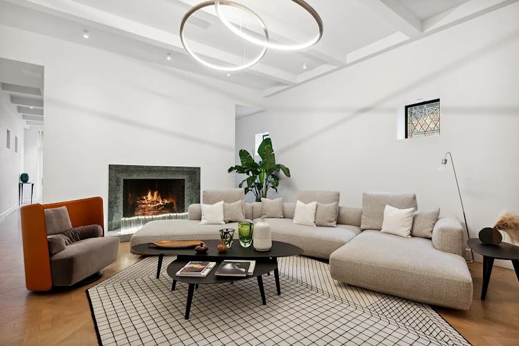 The living room at Taylor Swift's Cornelia Street apartment, which you can buy in New York City. 