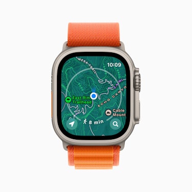 Topographic maps in watchOS 10 running on an Apple Watch Ultra.