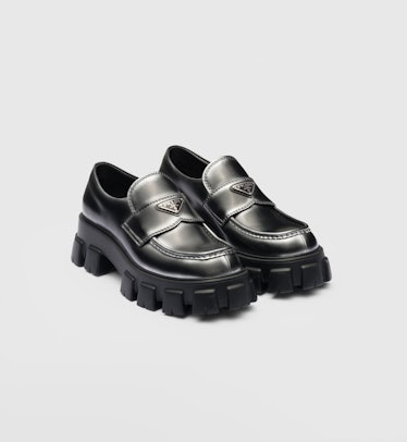 prada Monolith Nuanced Brushed Leather Loafers