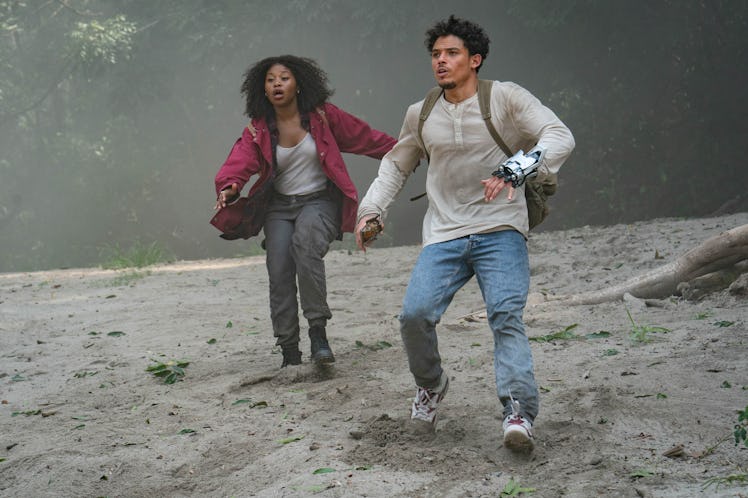 Anthony Ramos and Dominique Fishback in 'Transformers: Rise of the Beasts'