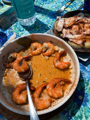 shrimp dinner at Ca’s Patró March in mallorca spain