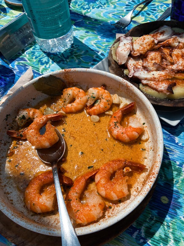 shrimp dinner at Ca’s Patró March in mallorca spain