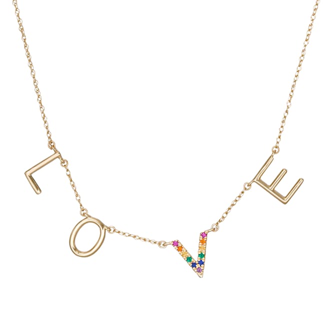 Vera Wang Love Collection Multi-Gemstone "LOVE" Station Pride Necklace