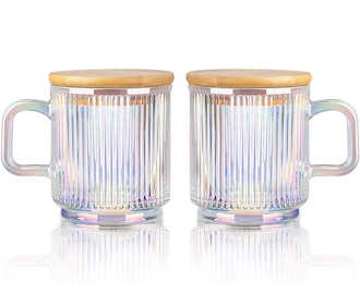 Joeyan Iridescent Glass Coffee Mugs (2-Pack)