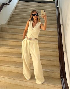 rosie huntington-whiteley vest outfit 