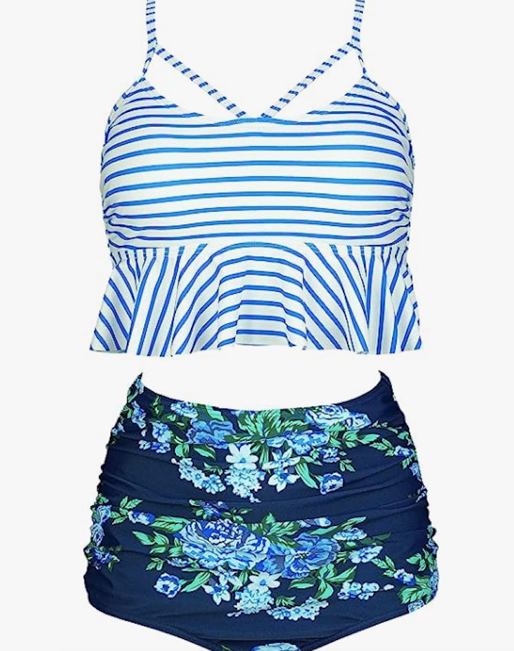 COCOSHIP Flounce High Waist Bikini Set 