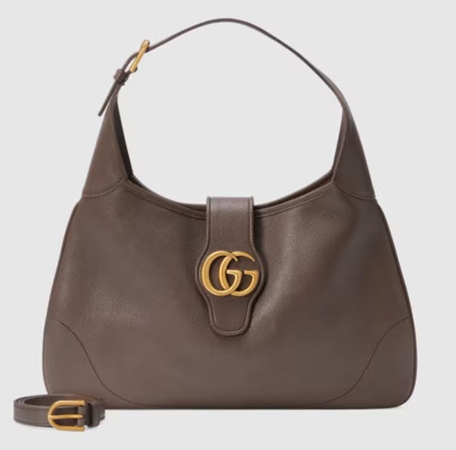 Gucci Aphrodite Medium Shoulder Bag in Brown Leather