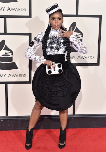 Janelle Monae arrives at The 58th GRAMMY Awards