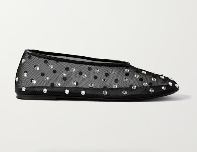 khaite Marcy Crystal-Embellished Mesh Ballet Flats