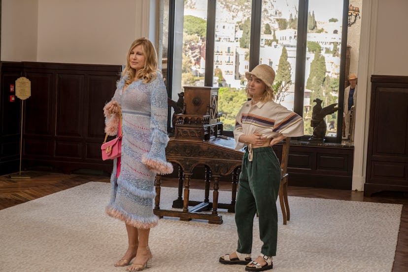 Jennifer Coolidge and Haley Lu Richardson as Tanya and Portia on The White Lotus.