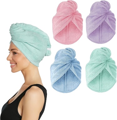 Turbie Twist Microfiber Hair Towel Wraps (4-Pack)