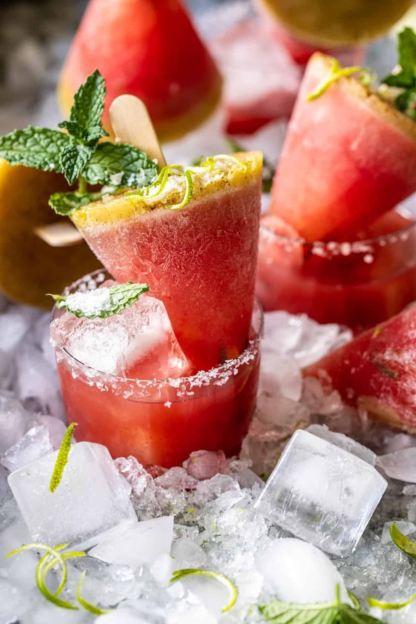 salted spicy watermelon margarita popsicles