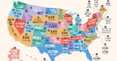 This map shows the most popular dad jokes in each state, including, "Hi Hungry, I'm Dad" among other...
