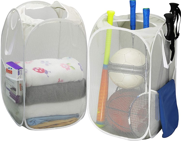 SimpleHouseware Mesh Pop-Up Laundry Hamper Basket (2-Pack)