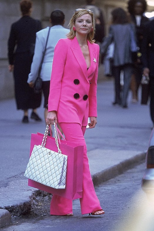 samantha sex and the city pink pantsuit