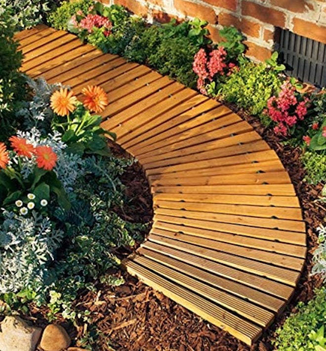 Plow & Hearth 52128 Roll Out Wooden Curved Garden Pathway