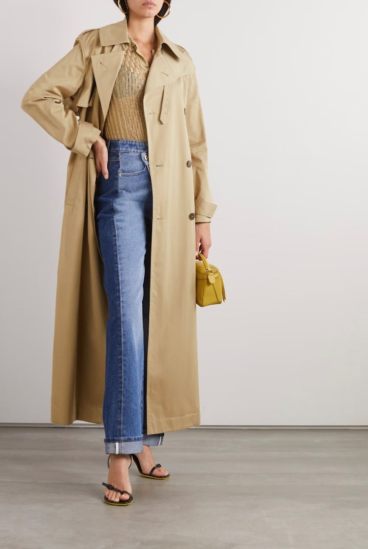 Double-Breasted Belted Cotton And Silk-Blend Trench Coat