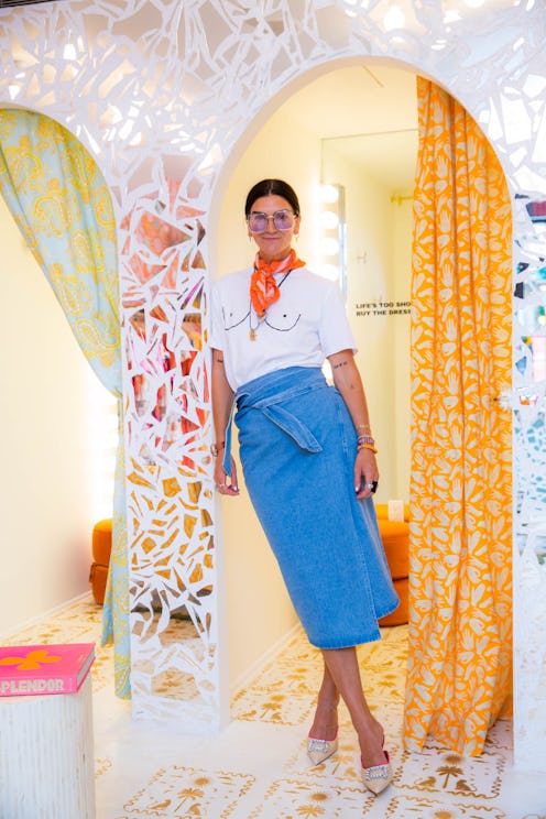 Lucy Aylen, founder of Never Fully Dressed, in the new New York flagship wearing the brand's boob pr...