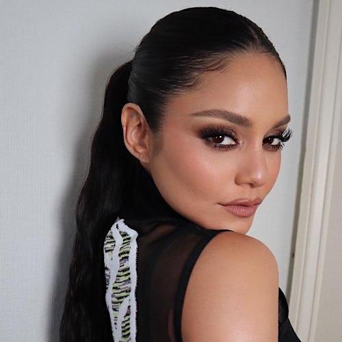 Vanessa Hudgens glam ponytail and smoky eye makeup