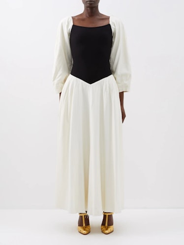 Lani Puff-Sleeve Silk Dress