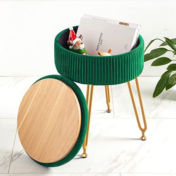 LUE BONA Velvet Storage Ottoman