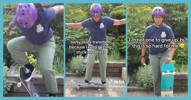 This mom is teaching herself to skateboard so she can spend more time with her kids, and it is the c...