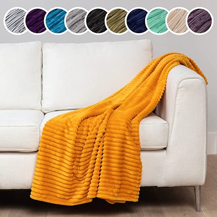 Green Orange Fleece Blanket
