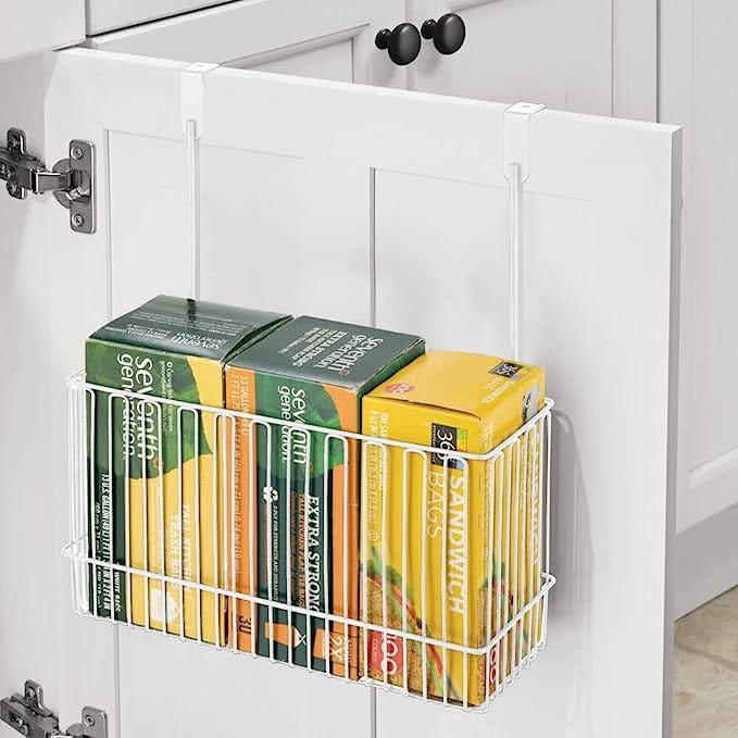 mDesign Metal Over Cabinet Kitchen Storage Organizer