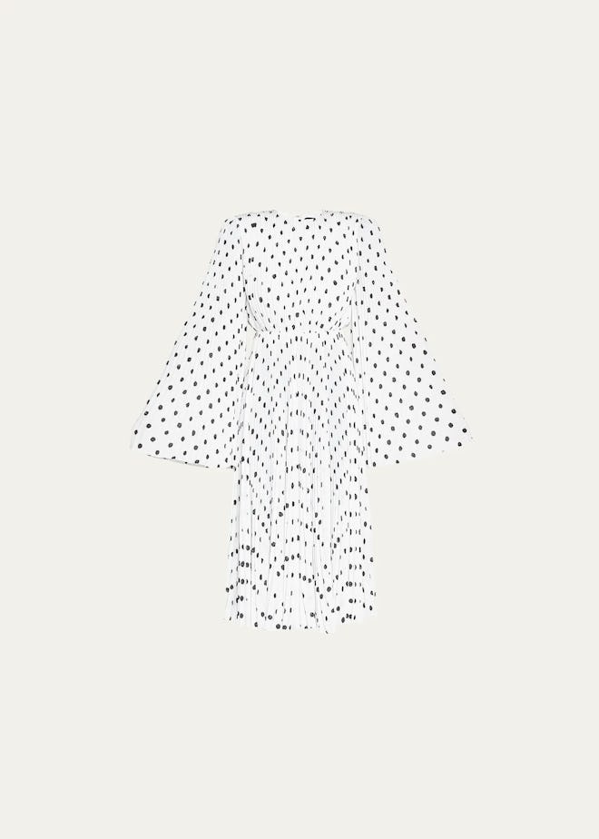 Balenciaga Polka-Dot Pleated Midi Dress